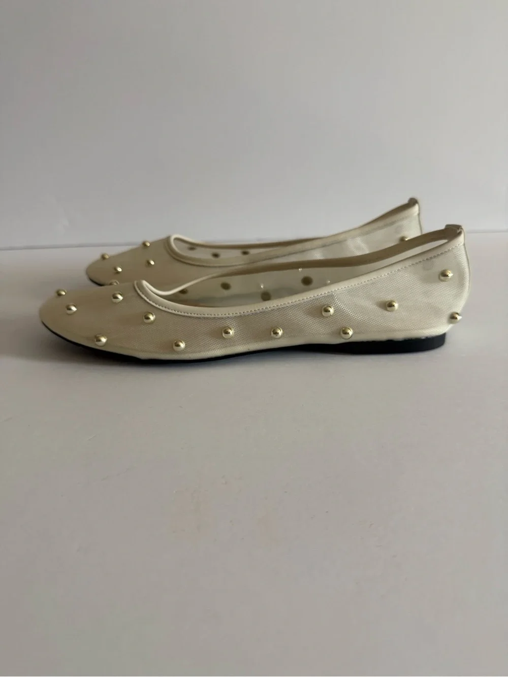 Yosi Samra Cream Studded Ballet Flats size8
